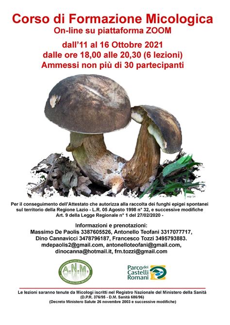 Corso Di Formazione Micologica Ottobre 2021