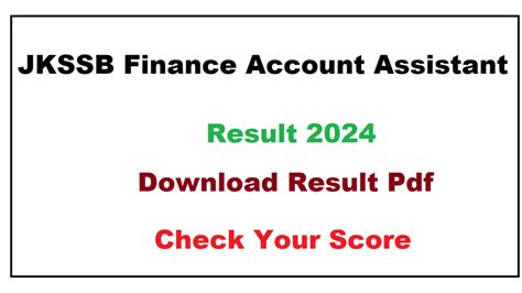 Jkssb Finance Account Assistant Result Check Your Score Jkupdate In