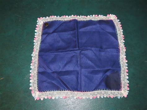 PURE IRISH LINEN HANDKERCHIEF LACE EDGE PURPLE Gem