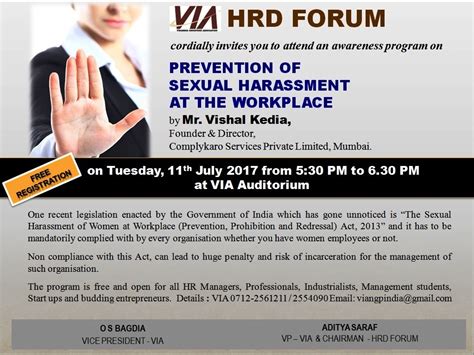 Awareness Prog On Prevention Of Sexual Harassment At The Workplace Vidarbha Industries Association