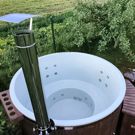 Hot Tub With External Stove 26 Jet Hydromassage Integrated Led Koka