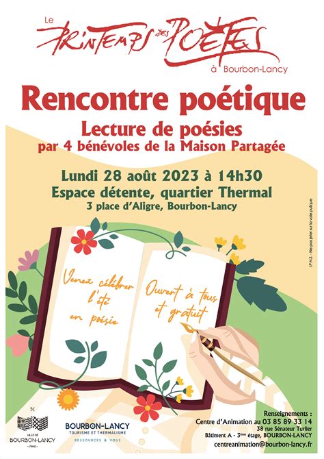 Le Printemps Des Po Tes Revient Lundi Ville De Bourbon Lancy Ville