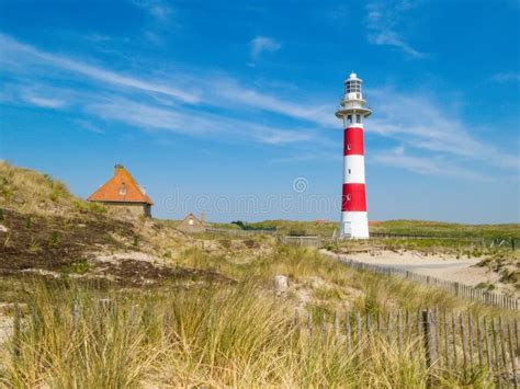 Vuurtoren Op De Kust Van De Noordzee Stock Afbeelding Image Of