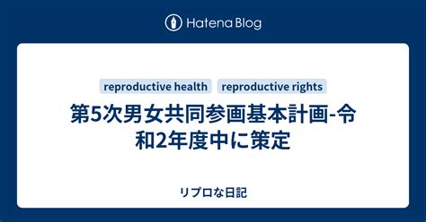 第5次男女共同参画基本計画 令和2年度中に策定 リプロな日記