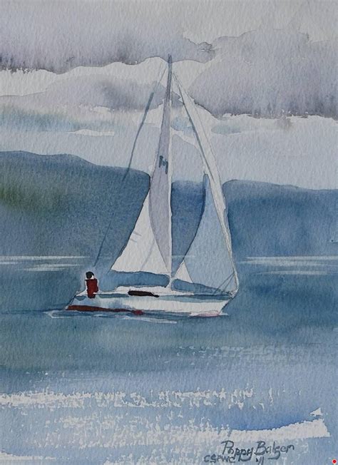 Sailboat Exercise By Poppy Balser Watercolor 7 X 5 Sailboat