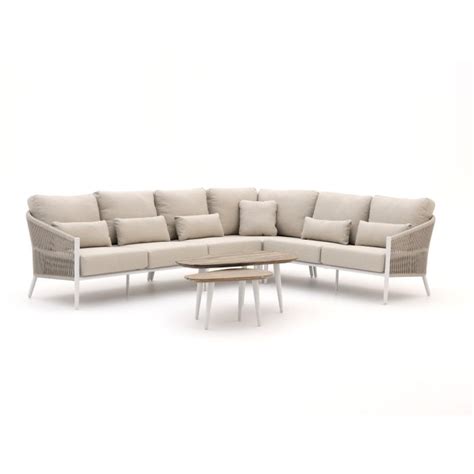 Bellagio Mineo ROUGH K Hoek Loungeset 6 Delig White Incl Kussens