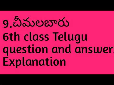 Th Class Telugu Lesson Notes Question Answers Cheemalabaaru Ratnas