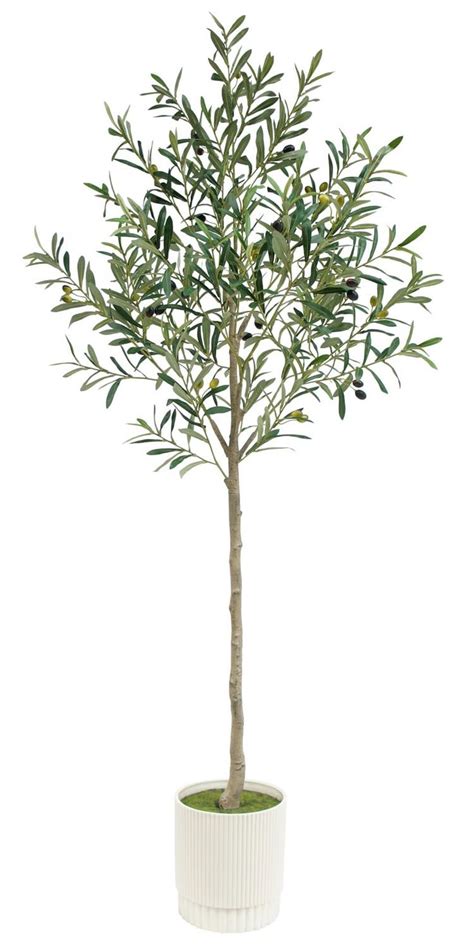 Tdiaol Artificial Olive Tree Ft Faux Olive Tree In White Pot