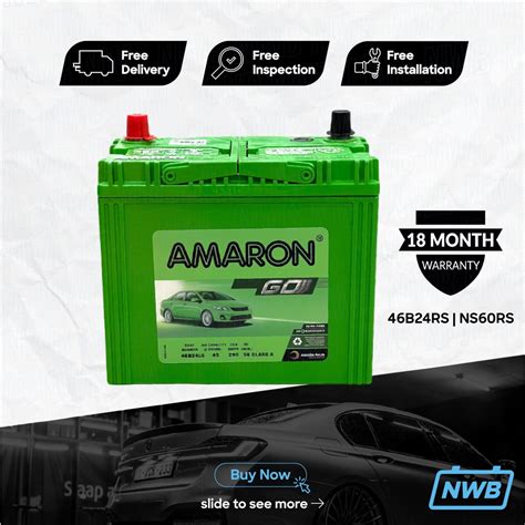 NW AMARON GO NS60L 46B24L 46B24LS Car Battery NS60L Bateri Kereta