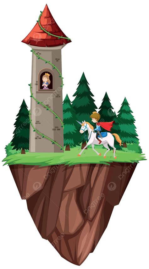 Isolated Prince And Princess Castle Illustration Fantasy Drawing Vector Illustration Fantasy