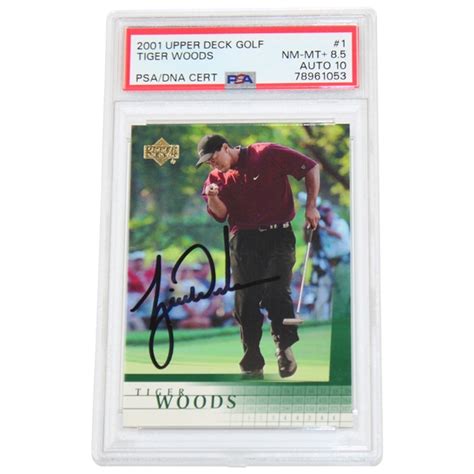 Lot Detail Tiger Woods Signed Rookie 2001 Upper Deck Card Dual Psa