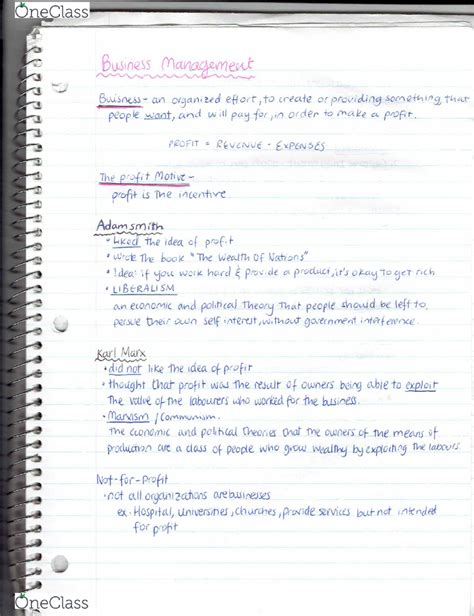 Business Management And Administration Lecture Notes Icm Irubwe