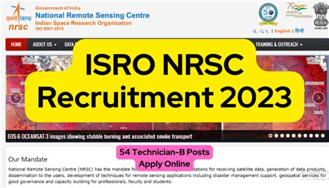 Isro Nrsc Recruitment 2023 54 Technician B Posts Apply Online