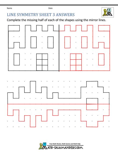 Mathematics Worksheets About Symmetry Line