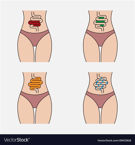 Abdominal bloating pain set Royalty Free Vector Image