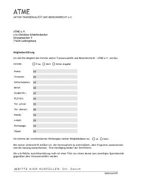 Ausfüllbar Online atme ev Mitgliedsantrag ATME e V atme ev Fax