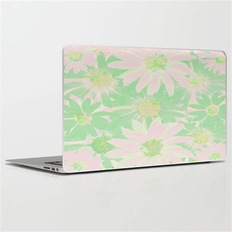 Soft Painterly Pink And Green Floral Abstract Laptop Ipad Skin By