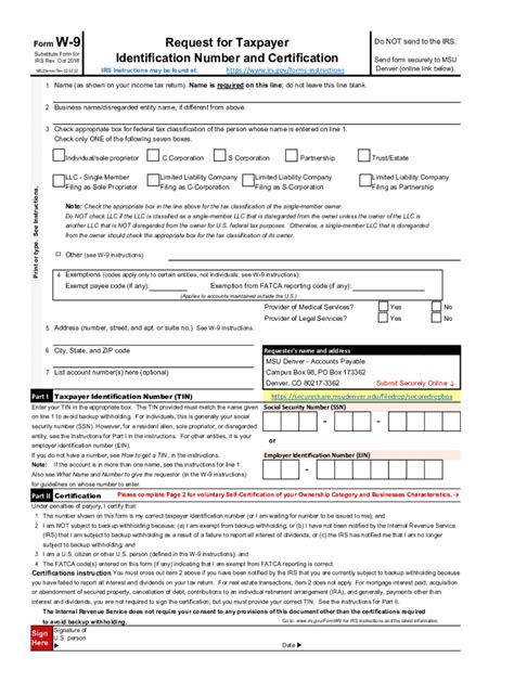 Fillable Online Form W 9 Request For Taxpayer Do NOT Send To The IRS