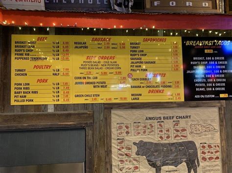 Menu At Rudy S Country Store And Bar B Q Fort Worth North Freeway