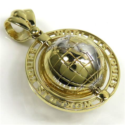 Buy 14k Yellow Gold The World Is Yours Spinning Globe Small Pendant Online At So Icy Jewelry