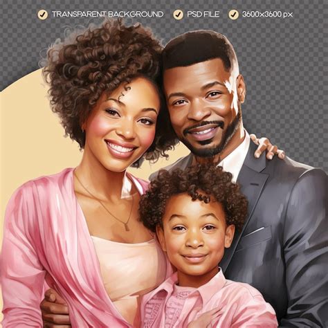 Psd Belle Famille Afro Am Ricaine Aquarelle Clipart Fond Transparent