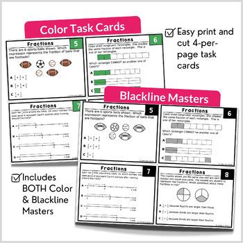 Grade Math Teks Standards Task Cards Fractions Digital Print