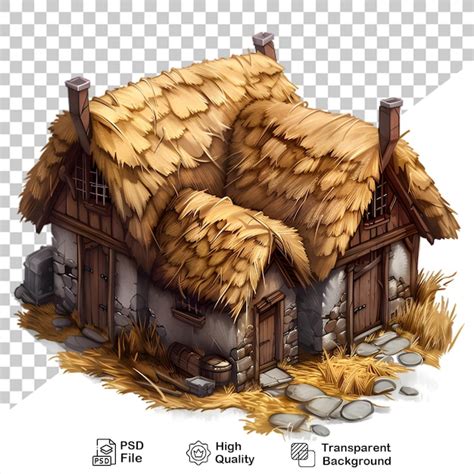 A Drawing Of A House With A Thatched Roof Isolated On Transparent