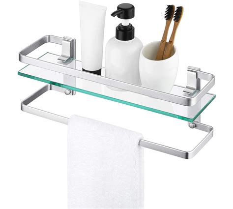 Kes Bathroom Glass Shelf With Aluminum Towel Bar And Rail Extra 8mm Thick Tempered Glass