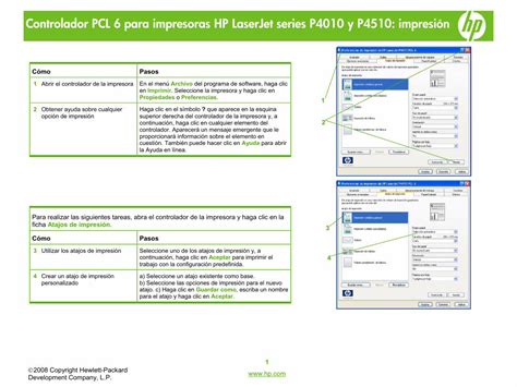 PDF Controlador PCL 6 Para Impresoras HP LaserJet H10032 Del