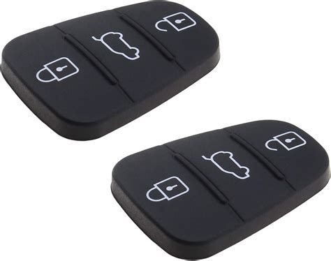 Yinettech Pack Button Auto Remote Key Fob Button Pads Rubber Black