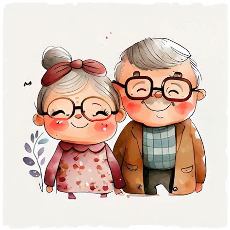 Premium AI Image | A cartoon drawing of an old couple with glasses and ...