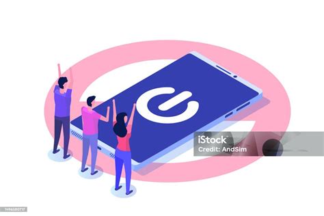 digital detox internet addiction isomertric concept vector illustration