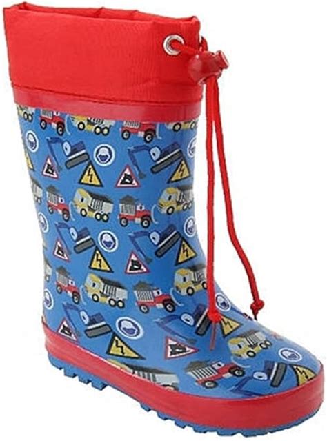 Wellies Boys Trucksdiggers Welly Wellington Boot Blue 9