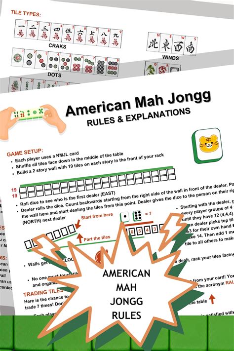 Mahjong Rules American Mah Jongg Rules Mah Jongg Cheat Sheet Mahjong Learning Set American Mah