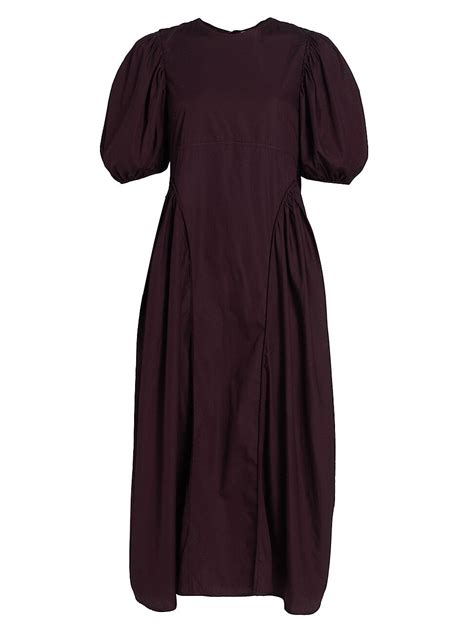 Buy Cecilie Bahnsen Wo Finnegan Puff Sleeve Midi Dress Bordeaux At 59