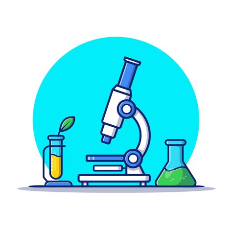 Microscope Test Tube And Beaker Glass Cartoon Vector Icon Illustration