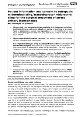 Fillable Online Cuh Org Patient Information And Consent To Retropubic