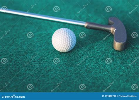 Mini Golf Putter Club And Ball Stock Photo Image Of Miniature Blue