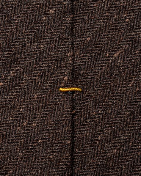 Dark Brown Herringbone Wool Cotton Silk Tie Eton