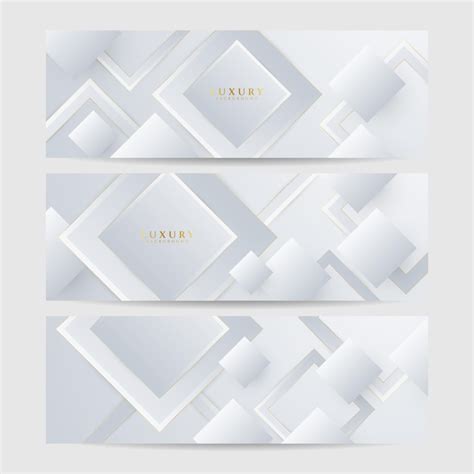 Premium Vector Set Of White And Gold Luxury Line Banner Background