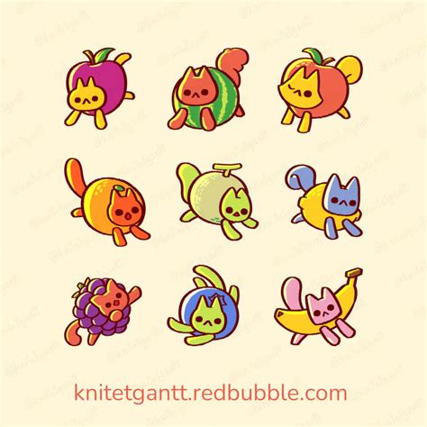 Fruit Cats Sticker Sheet By Knitetgantt On Deviantart