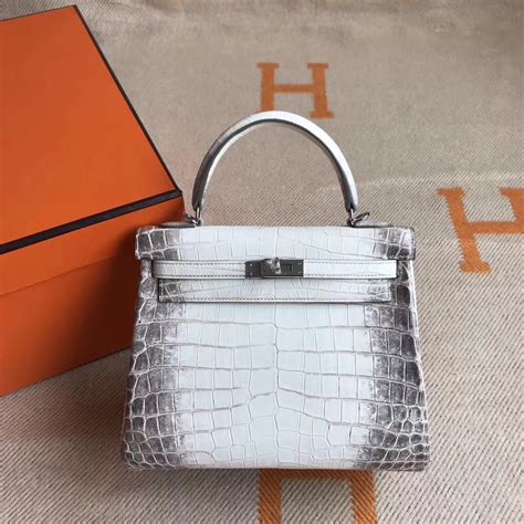 Luxury Hermes Himalaya Crocodile Leather Kelly25CM Tote Bag Silver ...