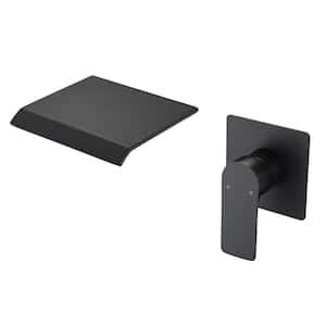 Lukvuzo Single Handle Wall Mounted Bathroom Faucet And Hot And Cold Indicator In Matte Black