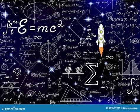 Scientific Vector Seamless Pattern With Handwritten Physical And