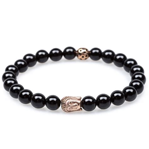 Borobudur Onyx Rose Gold Buddha Bracelet Buddhist Beaded Bracelets Otaa