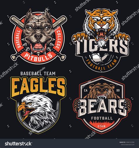 Colorful Vintage Sports Teams Logos Set Stock Vector (Royalty Free ...