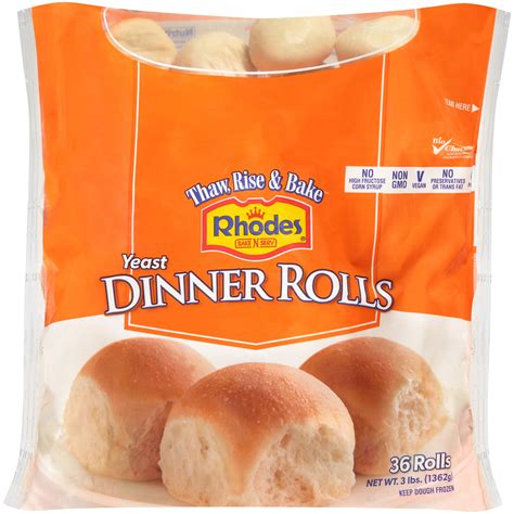 Rhodes Yeast Dinner Rolls 3 Lbs 36 Count Bag Frozen