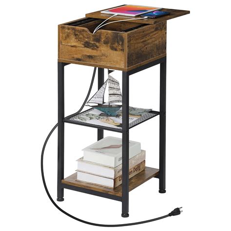 Buy NANANARDOSO Narrow End Table Night Stand With Charging Station