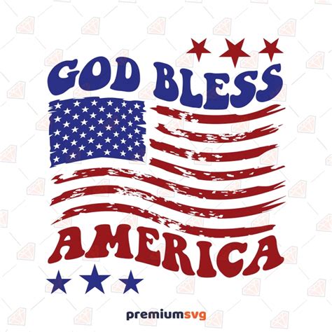 God Bless America SVG with Wavy USA Flag | PremiumSVG