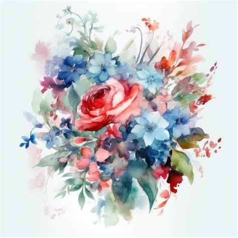 Premium AI Image | A watercolor painting of a bouquet of flowers